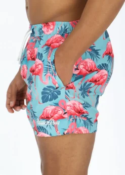Blount & Pool Beachshorts Turquoise Flamingo