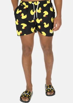Blount & Pool Beachshorts Black Yellow Duck
