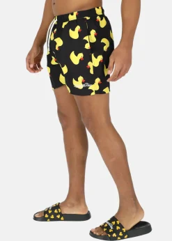 Blount & Pool Beachshorts Black Yellow Duck