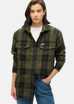 Sale Superdry Borg Check Overshirt Roderick Check Olive
