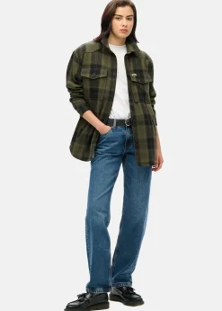 Sale Superdry Borg Check Overshirt Roderick Check Olive