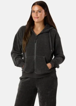 Clearance Swedemount Chenille Lounge Full Zip Hoodie W Charcoal