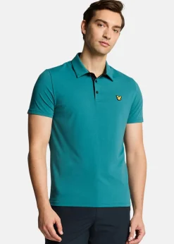 New Lyle&scott Contrast Placket Polo Shirt Albatross/ Jet Black