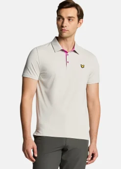 Online Lyle&scott Contrast Placket Polo Shirt Pebble/ Contour Pink