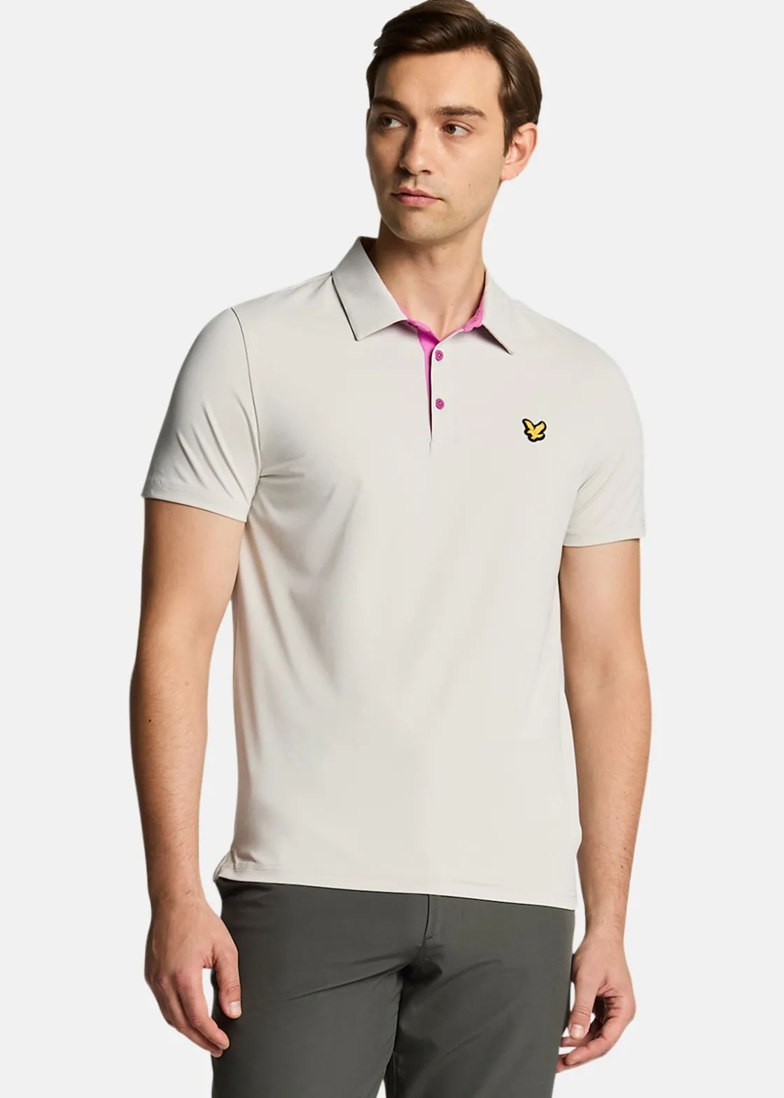 Online Lyle&scott Contrast Placket Polo Shirt Pebble/ Contour Pink