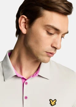 Online Lyle&scott Contrast Placket Polo Shirt Pebble/ Contour Pink
