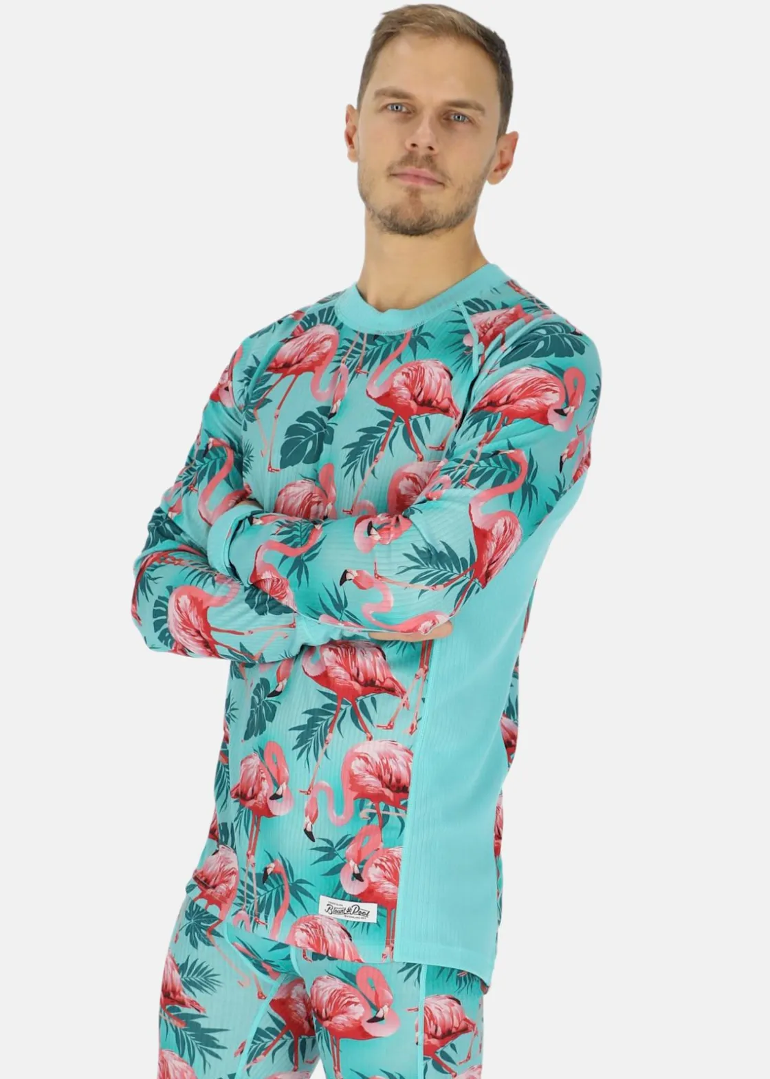 Outlet Blount & Pool Crewneck L/S Baselayer Flamingo AoP