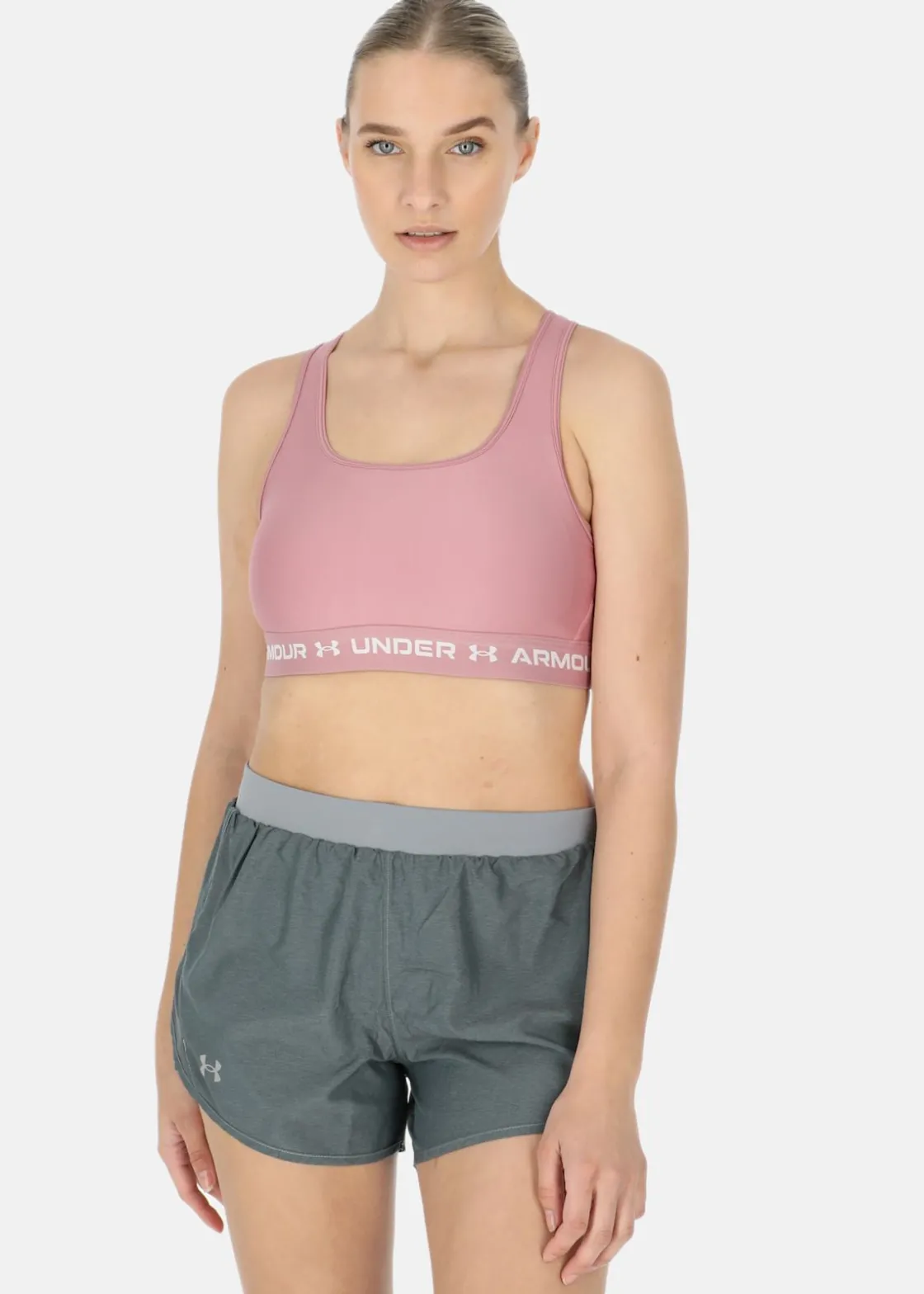 Clearance Under Armour Crossback Mid Bra Pink Elixir