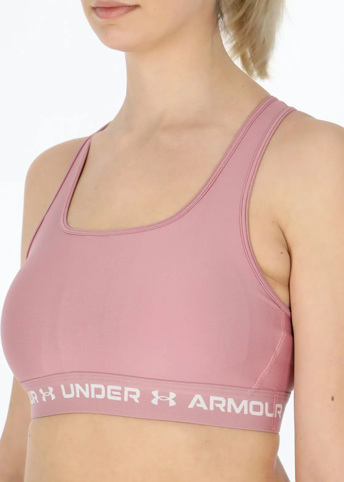 Clearance Under Armour Crossback Mid Bra Pink Elixir