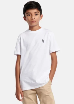 Discount US Polo Kids DHM TSHIRT White / Dark Sapphire Navy DHM
