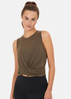 Clearance Athlecia Diamy W Cropped Tank Top Major Brown
