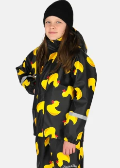New Blount & Pool Drizzle Fleece Rain Set JR Black Yellow Duck