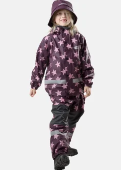 Hot Swedemount Drop Fleece Rain Set JR Plum/Lt. Pink