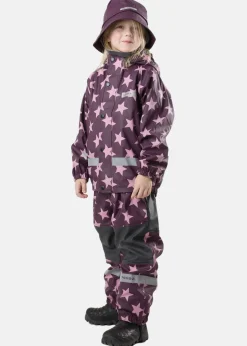 Hot Swedemount Drop Fleece Rain Set JR Plum/Lt. Pink