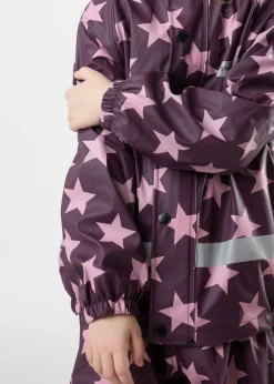 Hot Swedemount Drop Fleece Rain Set JR Plum/Lt. Pink