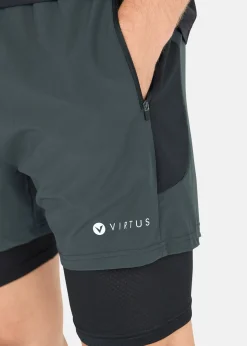 New Virtus Dylan M 2-in-1 Stretch Shorts Woodland Gray