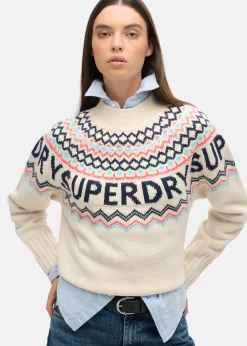 Sale Superdry Fairisle Branded Jumper Island Ecru Multi
