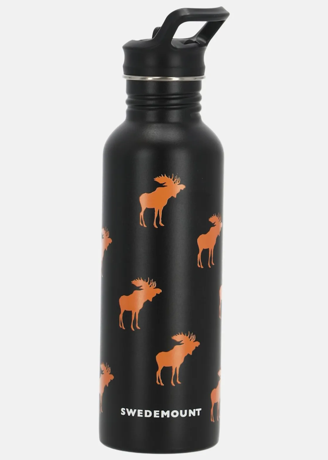 Clearance Swedemount Forest Drink Bottle 750 Black AOP Elk