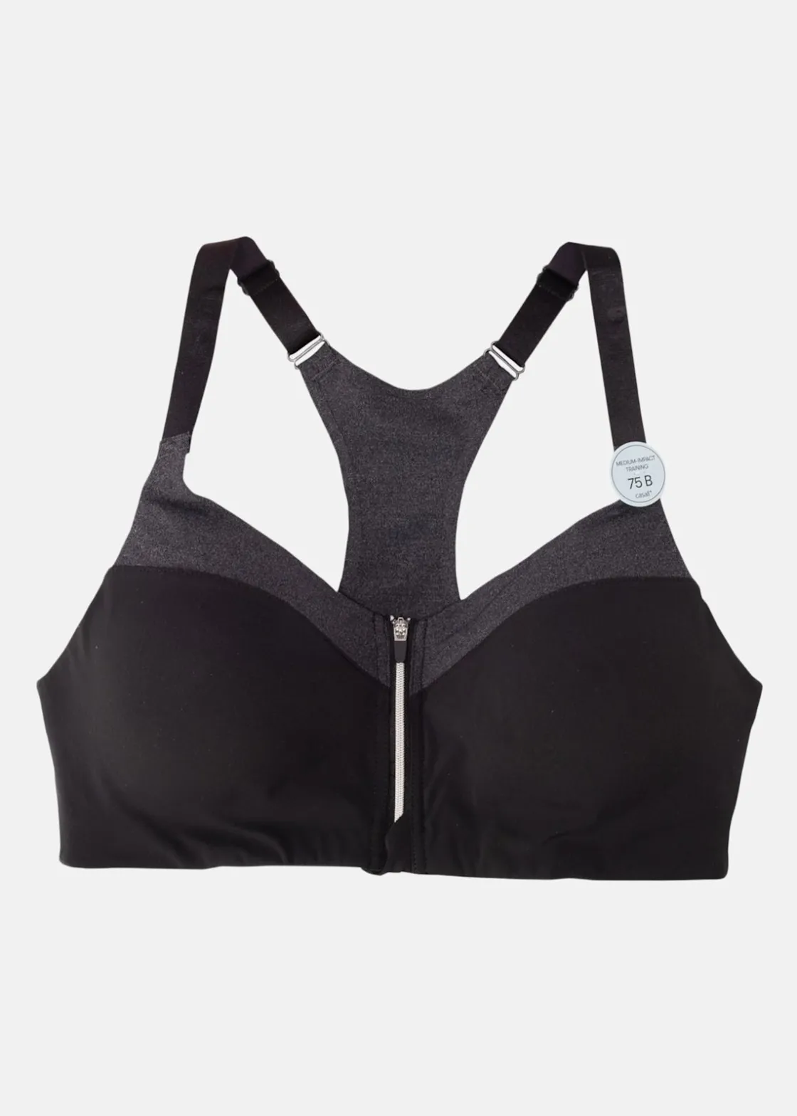Discount Casall Front Zip Sports Bra Dk grey melange