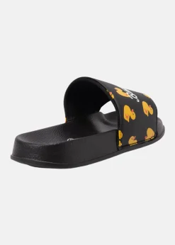 Hot Blount & Pool Hawaii Slippers JR Black Yellow Duck