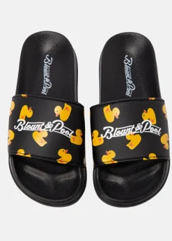 Hot Blount & Pool Hawaii Slippers JR Black Yellow Duck