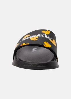 Hot Blount & Pool Hawaii Slippers JR Black Yellow Duck