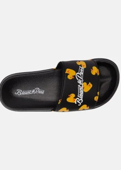 Hot Blount & Pool Hawaii Slippers JR Black Yellow Duck
