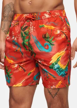 Superdry HAWAIIAN PRINT 17" SWIM SHORT Waikiki Red