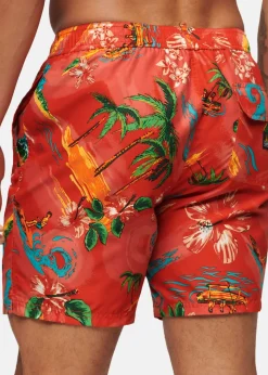 Superdry HAWAIIAN PRINT 17" SWIM SHORT Waikiki Red