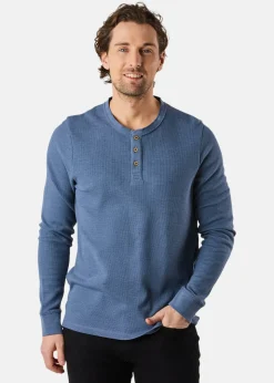 Discount Denim Factory Henley Shirt Denim Blue