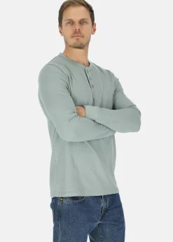 Clearance Denim Factory Henley Shirt Sage Green