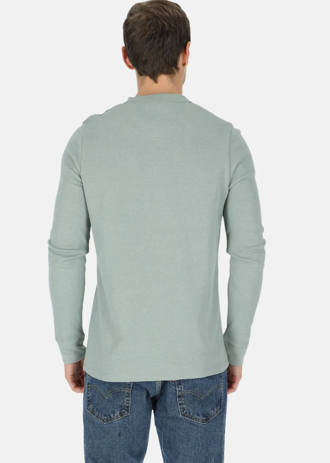 Clearance Denim Factory Henley Shirt Sage Green