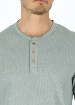 Clearance Denim Factory Henley Shirt Sage Green