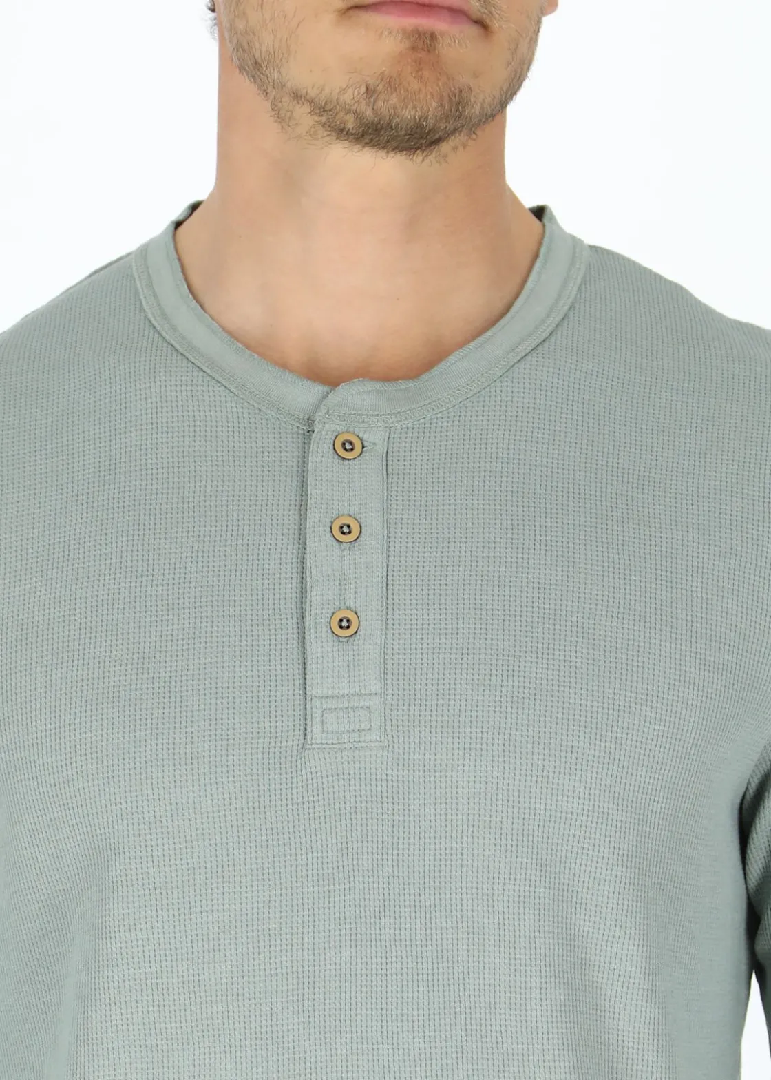 Clearance Denim Factory Henley Shirt Sage Green