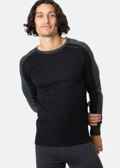 New Swedemount Himalaya Merino Wool Crewneck Black/Charcoal Melange