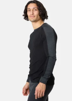 New Swedemount Himalaya Merino Wool Crewneck Black/Charcoal Melange