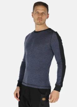 Best Swedemount Himalaya Merino Wool Crewneck Navy Melange/Charcoal Melange