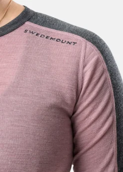 New Swedemount Himalaya Merino Wool Crewneck W Dusty Rose Melange/Charcoal Melange