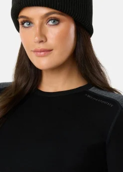 Swedemount Himalaya Merino Wool Crewneck W Black/Charcoal Melange