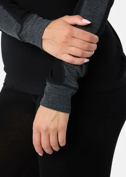 Swedemount Himalaya Merino Wool Crewneck W Black/Charcoal Melange