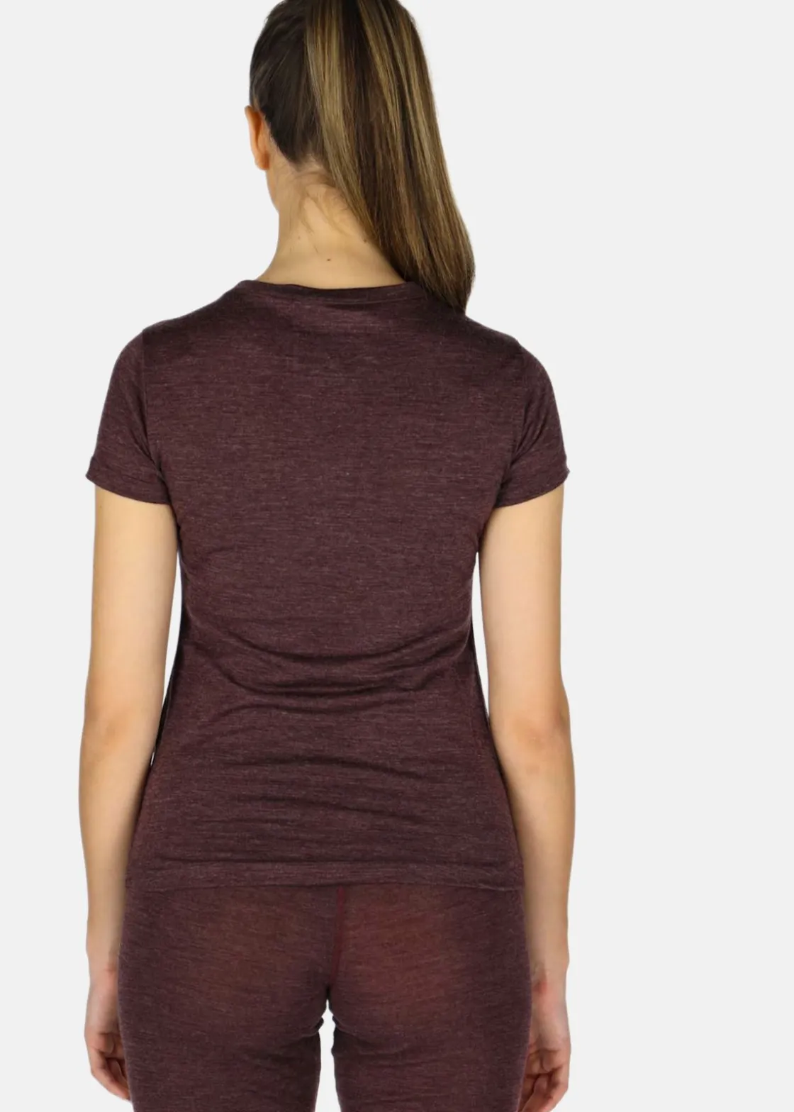 Clearance Swedemount Himalaya Merino Wool Tee W Plum Melange