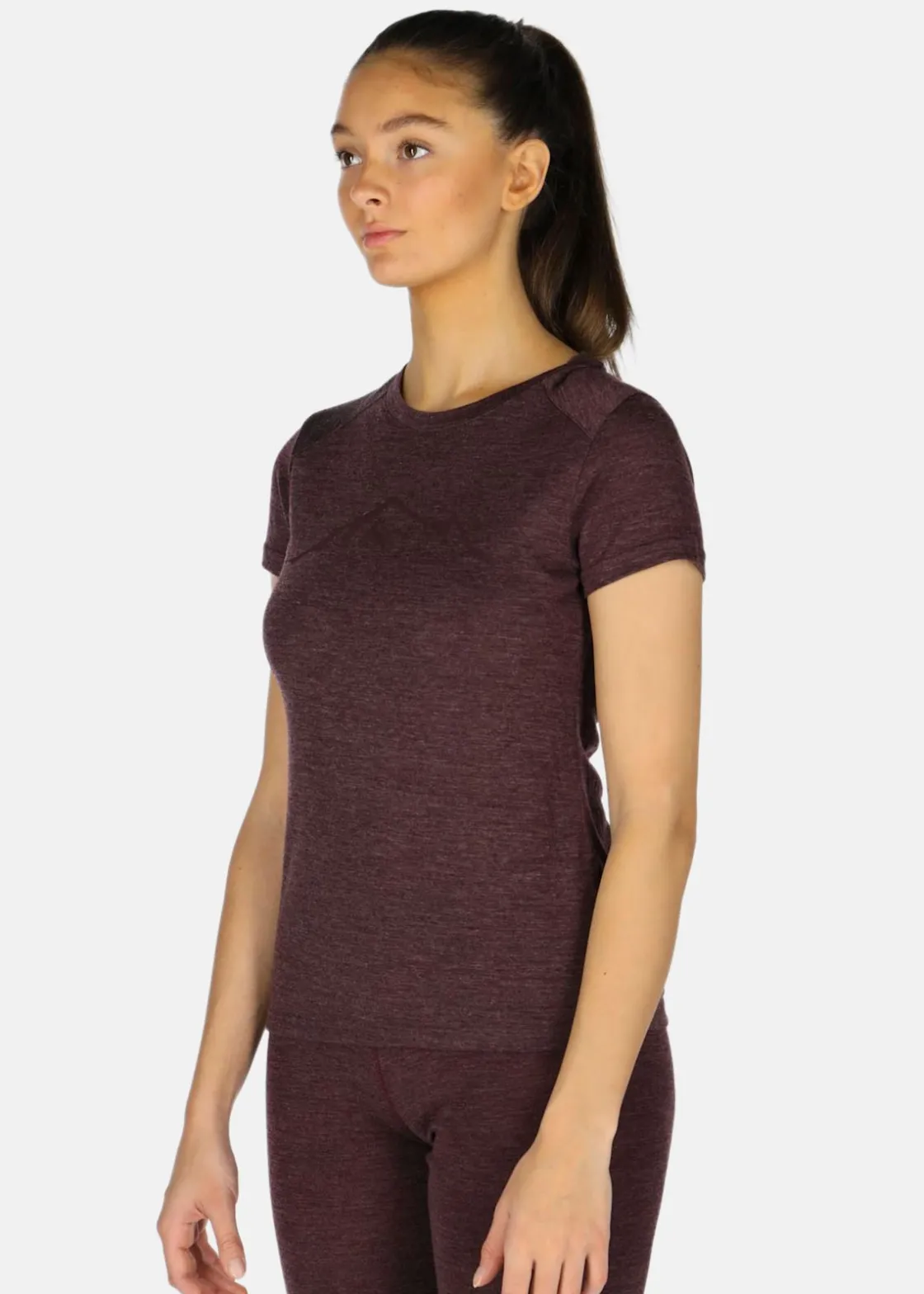 Clearance Swedemount Himalaya Merino Wool Tee W Plum Melange