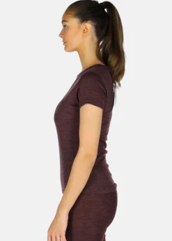 Clearance Swedemount Himalaya Merino Wool Tee W Plum Melange