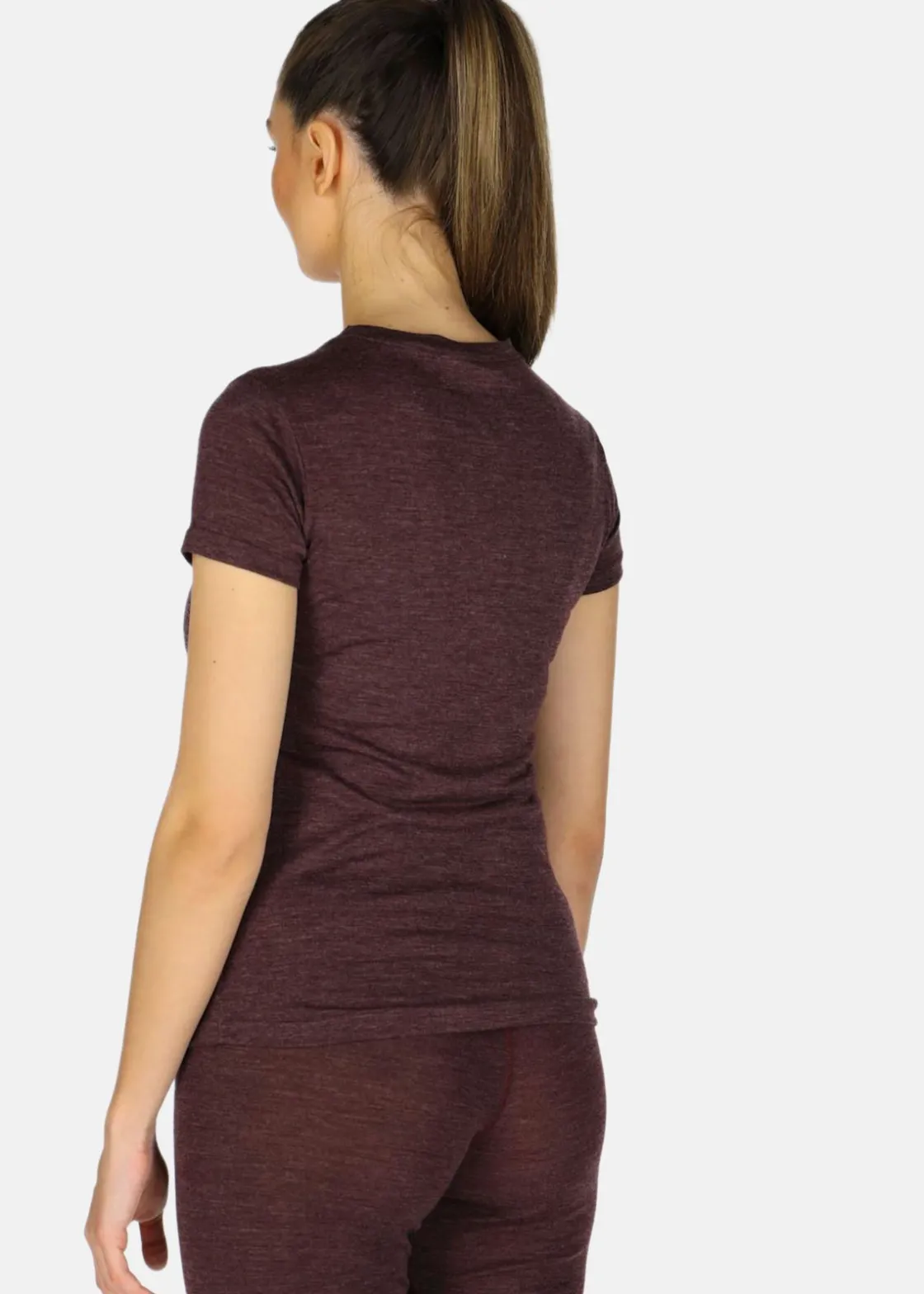 Clearance Swedemount Himalaya Merino Wool Tee W Plum Melange