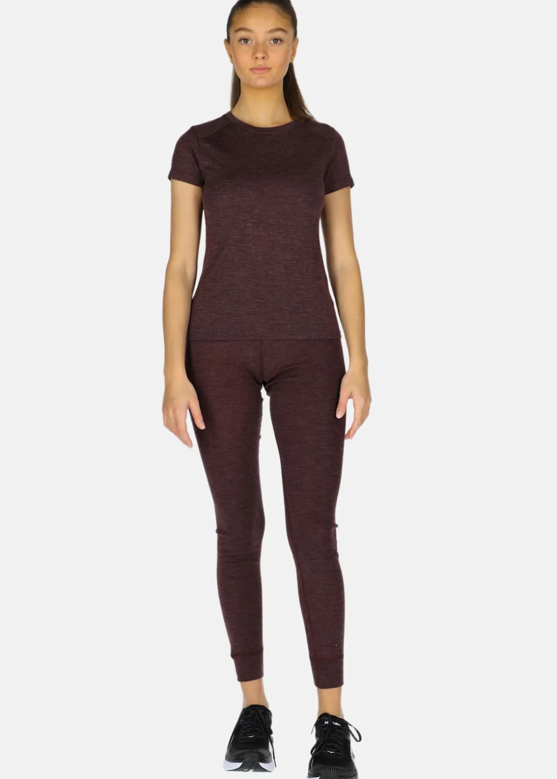 Clearance Swedemount Himalaya Merino Wool Tee W Plum Melange