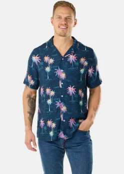 Hot Blount & Pool Honolulu Shirt Navy Sea Palm