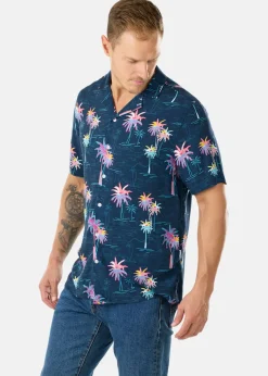 Hot Blount & Pool Honolulu Shirt Navy Sea Palm