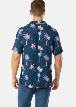Hot Blount & Pool Honolulu Shirt Navy Sea Palm