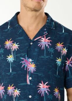 Hot Blount & Pool Honolulu Shirt Navy Sea Palm