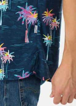 Hot Blount & Pool Honolulu Shirt Navy Sea Palm